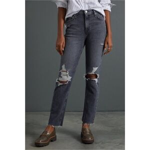 Hudson Holly Straight Jeans Distressed Black Size 25